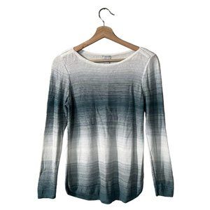 Chicos Ombre Bateau Sweater Size 0 Small Jasper Teal Gradient Knit 570317855